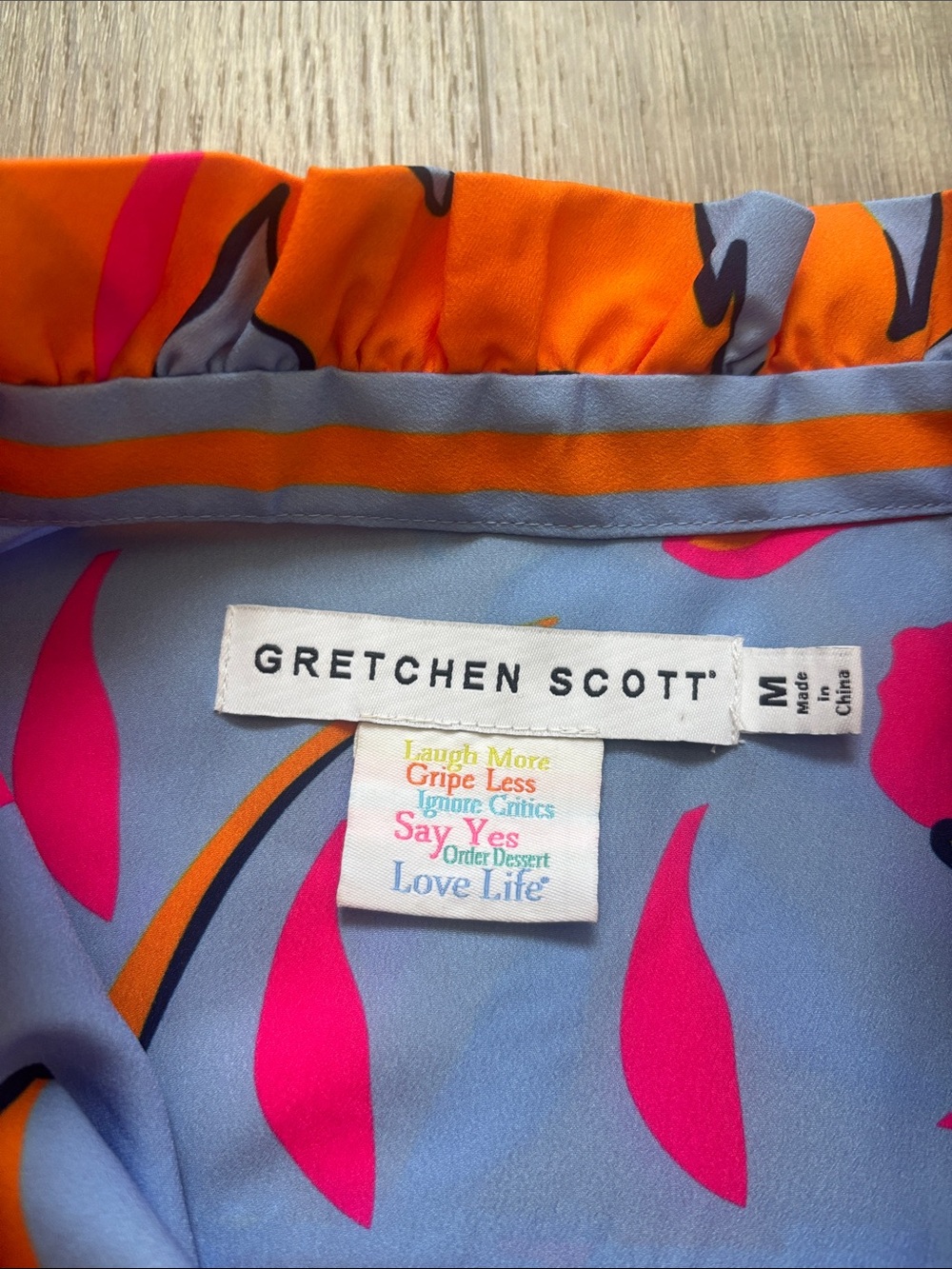Gretchen Scott, ruffle neck tunic Blouse medium - Picture 2 of 3